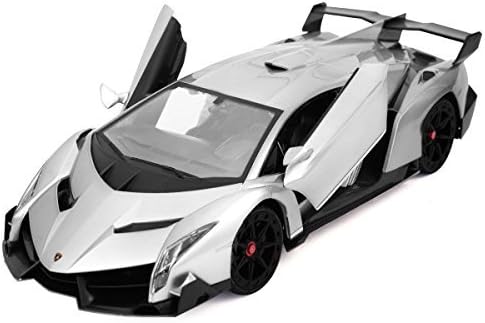1/14 Lamborghini Veneno Electric Sport Radio Remote Control RC Car Kids Toy - Full Function For Forward, Reverse, Left &amp; Right And Automatic Door - Extreme Detailed Interior / Exterior (Gray)