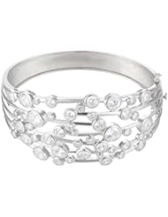 Sterling Silver and Cubic Zirconia Cosmic Cluster Bangle Bracelet
