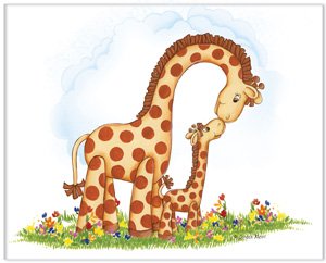 Jungle Art Mom and Baby Giraffe – Childrens Wall Art, Kids Wall Art, Nursery Wall Art, 14″ x 11″