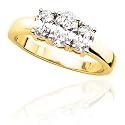 14k White or Yellow Gold Oval Diamond 3-Stone Ring (1/4 ct center, 1/2 cttw, I-J Color, I1 Clarity)