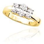 14k White or Yellow Gold Oval Diamond 3-Stone Ring (1/4 ct center, 1/2 cttw, I-J Color, I1 Clarity)