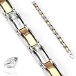316L Stainless Steel IP Coffee with CZ Stones Inlayed Bracelet - Length 8.46" (215mm) - Width 9mm