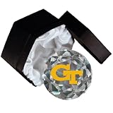 NCAA Georgia Tech Yellow Jackets Logo 4-Inch High Brillance Diamond Cut Glass Paperweight