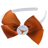 Collegiate Headband White Hairband with a Burnt Orange Texas Longhorns Bow. This Product Is Licensed.