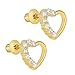 Gold Plated Clear Cubic Zirconia Heart Safety Screw Backs Earrings for Babies, Toddlers, and Young Girls - Lightweight and Safe for Children with Sensitive Ears