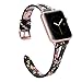 Wearlizer Womens Floral Leather Compatible with Apple Watch Bands 38mm 40mm iWatch Triangle Hole Strap Wristband Beauty Replacement Dressy Distinctive Bracelet (Metal Rose Gold Clasp) Series 4 3 2 1
