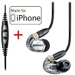 Shure SE425 Earphones (Silver) & CBL-M-+K Music Phone Cable with Remote + Mic for iPhone, iPod and iPad