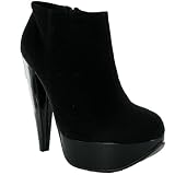 R81 New Womens Black Platform Ankle Boots Sizes 3-8 Uk