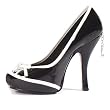 Two Tone Pump Shoes 4.5 Inch Peep Toe Pump With Bow Women's Sexy High Heel Penthouse Shoes Black Pink Red White