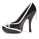 Two Tone Pump Shoes 4.5 Inch Peep Toe Pump With Bow Women's Sexy High Heel Penthouse Shoes Black Pink Red White