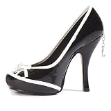 Two Tone Pump Shoes 4.5 Inch Peep Toe Pump With Bow Women's Sexy High Heel Penthouse Shoes Black Pink Red White