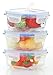 Kinetic Go Green Glassworks Elements Series 6-Piece Square Food Storage Container Set includes 3 Containers and 3 Vented Lids
