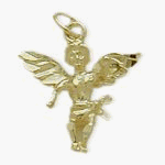 10 Karat Yellow Gold Guardian Angel 3D Charm Pendant
