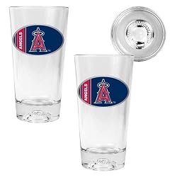 Boston Red Sox MLB 2pc Pint Ale Glass Set with Baseball Bottom - Oval Logo by Great American Products