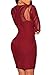 ZKESS Women's Long Sleeves Club Party Lace Bodycon Dress L Size Date Red