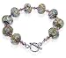 Sterling Silver Blown Glass and Pink Swarovski Crystal 7.5" Bracelet With Toggle Clasp