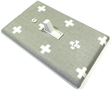 Gray and White Small Swiss Cross Light Switch Cover