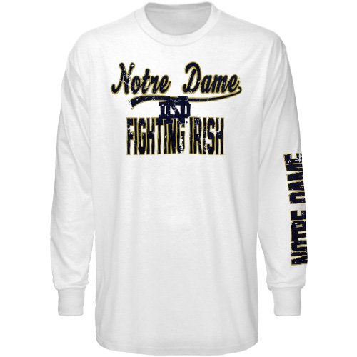 Notre Dame Fighting Irish Script Long Sleeve T-Shirt - White (X-Large)