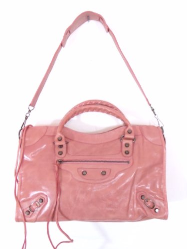 Bruno Salmon Pink Leather Luxury Italian Motorcycle Handbag Tote Purse