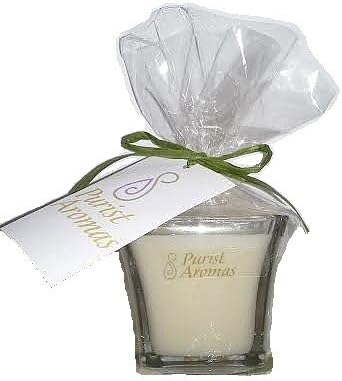 Aromatherapy Soy Candle, Certified Organic and All Natural Ingredients, Scent 'Evergreen Mist', 4oz flared square