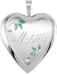 Heart Mom Locket with Color in Sterling Silver