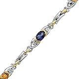 14K Two-Tone Gold Multicolor Gemstones and Diamond Bracelet