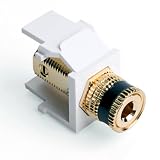 Leviton QuickPort Binding Post Snap-In Modular insert - White with Black Stripe