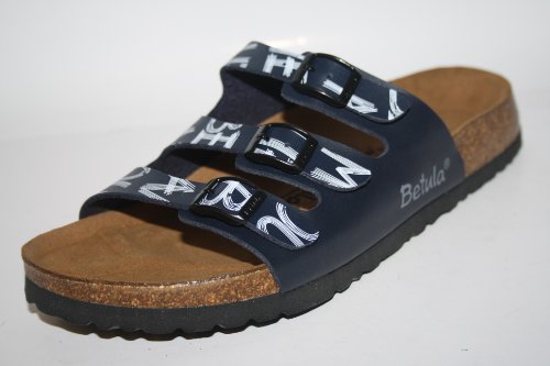 Betula, Licenz by Birkenstock, Woogie 642773, Pantolette, Birko-Flor, Blau (Letters 4), EU 43