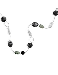 Sterling Silver 32 Inch Multistone and Cultured Freshwater Pearl Necklace