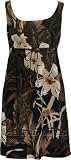Empire Tie Front Short Tank - Oriental Watercolor Empire Waist Scoop Square Neck Knee Length Hawaiian Aloha Pullover Dress - Regular and Plus Size