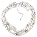 Rhodium Plated White Metal Necklaces with Clear Swi. Crystal, 15 Inches