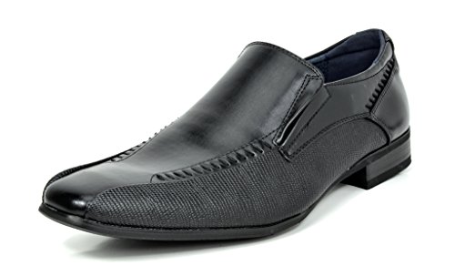 Bruno MARC GORDON-02 Men's Classic Modern Leather Lined Loafers With Alligator Trim Stretch Insert Slip On Dress Shoes