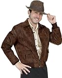Brown Faux Leather Jacket & Hat (Size:X-Large)
