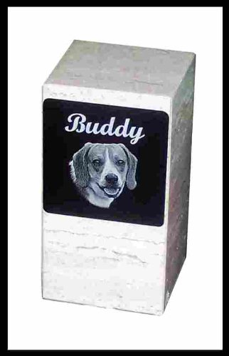 Pet Cremation Rectangle Urn Custom Photo Marker Dog -- for Pets up to 60 Lbs.