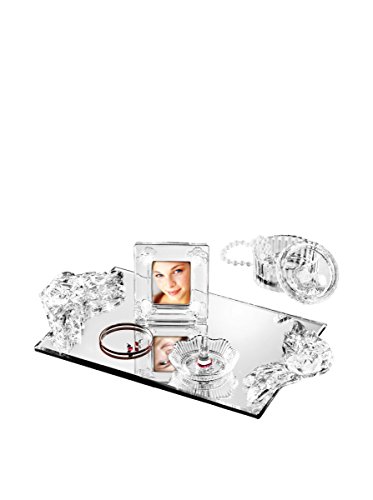 Crystal Jewelry Organizer With Mirror Tray 5 Piece Set