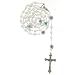 Rosary with White Glass Beads and Flowers, 19" - MADE IN ITALY