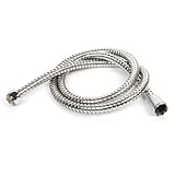 uxcell シャワーホース　給湯器シャワーパイプホース　1.1M長 ステンレス鋼製柔軟　シルバートーン