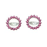 0.98CTW 14K White Gold Genuine Ruby Round Shaped Earrings Jacket