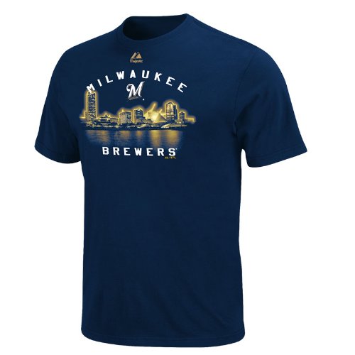 MLB Milwaukee Brewers Short Sleeve Basic Tee (Athletic Navy, Large)