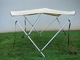 Tms 3 BOW Bimini Top Frame Boat Cover 6' x 46 x 67-72 Beige With Zipper Boot and Mounting Hardware