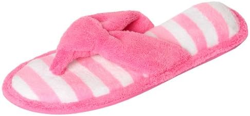 BEVERLY ROCK Woman's New Terry Spa Thong Flipflop Slippers in Fun Chic Striped Colors