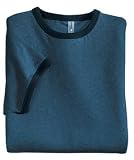 NEW District Threads - Heathered Jersey Ringer Tee Heathered Navy-2XL