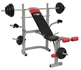 Produkt-Bild: Christopeit Hantelbank Kompakt silber, mit Langhantelset (38 KG)