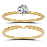 10k Yellow Gold Diamond Floral Cluster Ring (.04 cttw, J Color, I2-I3 Clarity), Size 7