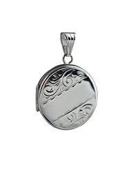 Silver 23mm engraved flat round Locket