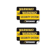 Defender SP100-ST 4 Pack of Window Warning Stickers with UV Fade Protection (Black)