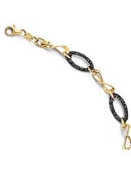 14k rhodium plated yellow gold Leslies with Black Bracelet