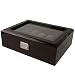 10 Watch Storage Box Large Compartments Pillow Cushions Extra Clearance Removable Tray Black Finish Glass Lid