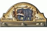 Raised Black Bear With Fish In Mouth And A Birch Bark Look Background Welcome To Our Home Welcome Plaque Sign With Three Pegs For Hanging Hats And Jackets 20