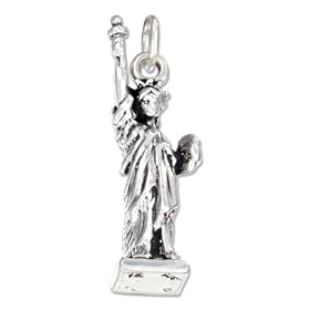 STERLING SILVER ANTIQUED THREE DIMENSIONAL STATUE OF LIBERTY CHARM